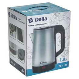 DELTA Чайник электрический 1500 Вт, 1,8 л DL-1118 черный