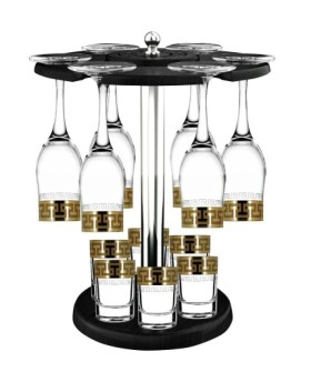 ГУСЬ ХРУСТАЛЬНЫЙ Набор с барной стойкой 12 предметов с узором "Греческий узор" EAV03-160/837/S/BS/12