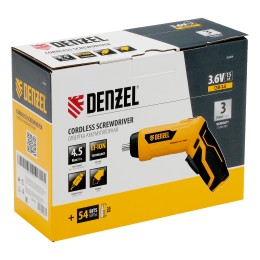 Denzel Отвертка аккумуляторная CSH-3.6, 54 биты, Li-Ion, 3,6 В 26004