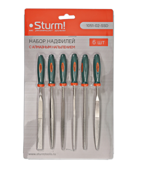 Sturm Набор надфилей 6 шт, алмазное напыление, обрезиненная рукоятка 1051-02-SSD
