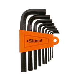 Sturm Набор шестигранных ключей 1, 5-10 мм, CrV, 9 шт, короткие 1045-04-9x9