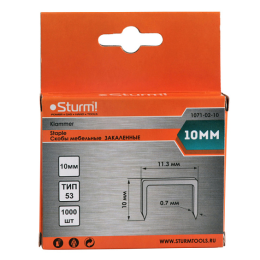 Sturm Скобы для степлера 10мм (тип 53), 1000шт,оцинкованные,закаленные, 1071-02-10