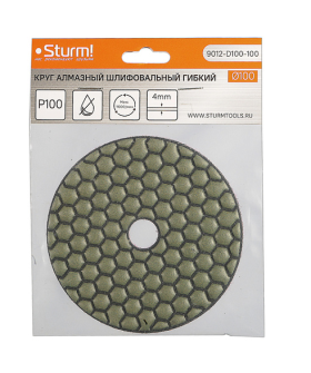 Sturm Алмазный гибкий шлифовальный круг, 100 мм, P100, сухое шлиф., 1 шт. 9012-D100-100
