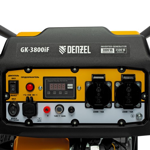 Генератор инверторный GK-3800iF, 3,8 кВт, 230 В, ручной старт DENZEL 94708