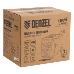 Denzel Генератор инверторный GS-4500iSE, 4,5 кВт, 230 В, закрытый корпус, электростартер 94714