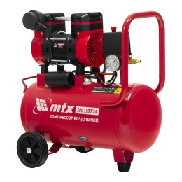 Matrix Компрессор безмасляный малошумный SPC 1500/24, 1500 Вт, ресивер 24 л, 260 л/мин 58139