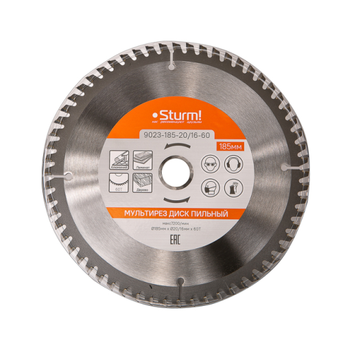 Пильный диск, размер 185x20/16x60 зубьев Мульти рез Sturm! 9023-185-20/16-60