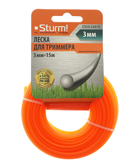 Sturm Леска для триммера, d=3.0 мм, l=15 м, КРУГ, оранжевый КАРТОН. GT3535-3.0-0-15