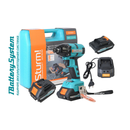 Sturm Винтоверт ударн б/щ Sturm!, 18В, 1BatterySystem, 260Нм, 1/4", 2скор, 2x2Ач, кейс CD300H