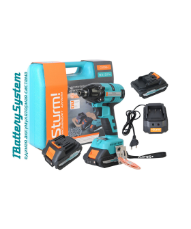 Sturm Винтоверт ударн б/щ Sturm!, 18В, 1BatterySystem, 260Нм, 1/4", 2скор, 2x2Ач, кейс CD300H