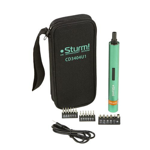 Отвертка аккумуляторная Sturm!, 3.6В, USB TYPE C, набор бит, сумка, без ЗУ CD3404U1
