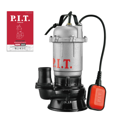 Насос фекальный P.I.T. PSW1750-W 1100Вт, с ножом, напор 16м, 166л/час, чугун, поплав.