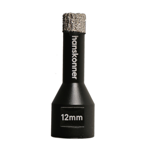 Коронка алмазная для УШМ, tilepro, 12 мм, вакуумн. Спекание алмазов, Hanskonner H1055-10-12