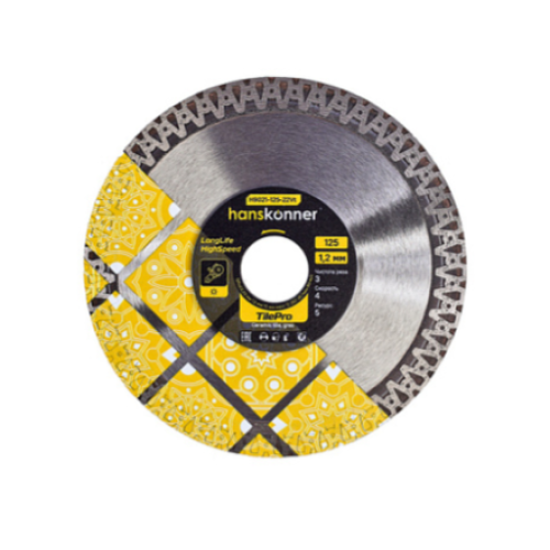 Алмазный диск 125x22,23x1,2 мм V-тип TilePro Hanskonner H9021-125-22Vt
