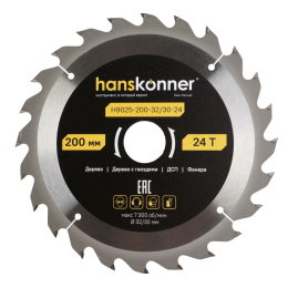 Hanskonner Пильный диск по дереву ArmorPiercing 200x32/30мм, 24 зуба, H9025-200-32/30-24
