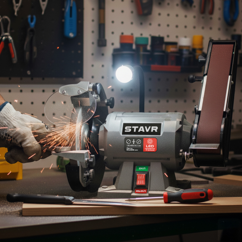 Станок заточной 150 мм с лентой STAVR SBG 150-250W-BL