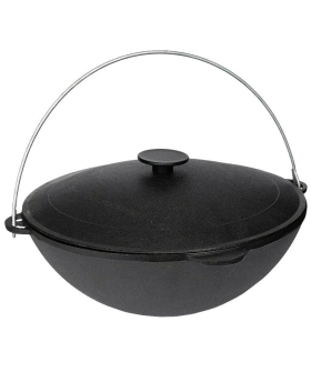 ГАРДАРИКА Казан чугунный походный татарский 8 л с чугунной крышкой 360 мм "Туризм" 1608-3