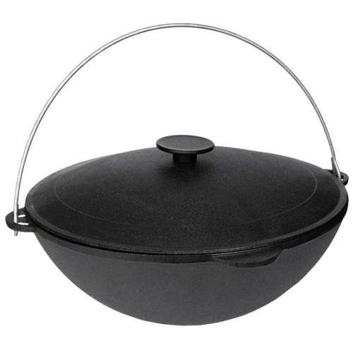 Казан чугунный походный татарский 8 л с чугунной крышкой 360 мм "Туризм" ТМ Гардарика 1608-3