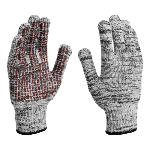 Перчатки трикотажные, акрил, усиленные, ПВХ-гель Протектор, цвет: мулине, 10 класс Сибртех 68195