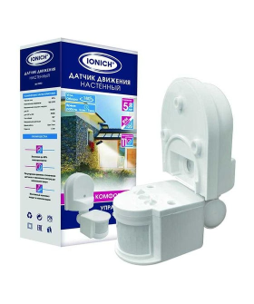 IONICH Датчик движения настенный 11 м, 1200Вт, 7 мин, белый. (2203)