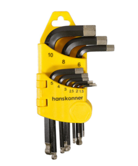 Hanskonner Набор шестигранных ключей коротк S2 ШАР наконеч, АЛМАЗ 9 шт (1.5-10мм) HK1045-04-9-S Hanskonner Набор шестигранных ключей коротк S2 ШАР наконеч, АЛМАЗ 9 шт (1.5-10мм) HK1045-04-9-S