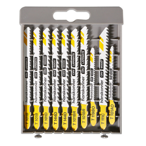 Пилки для лобз.10шт T119BO,T111C,T101D,T101AO + (T101B,T144D,T101BR)х2,Hanskonner H10-WOODSET1