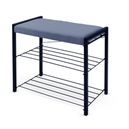 НИКА Этажерка с мягким сиденьем ЭКТ3-60Б/С серо-синий/матовый черный