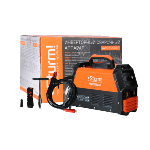 Сварочный инвертор Sturm!, 250А, ПВ 60%, 170-250В,HotStart/AntiStick/ArcForce,сенсор AW97I250AF