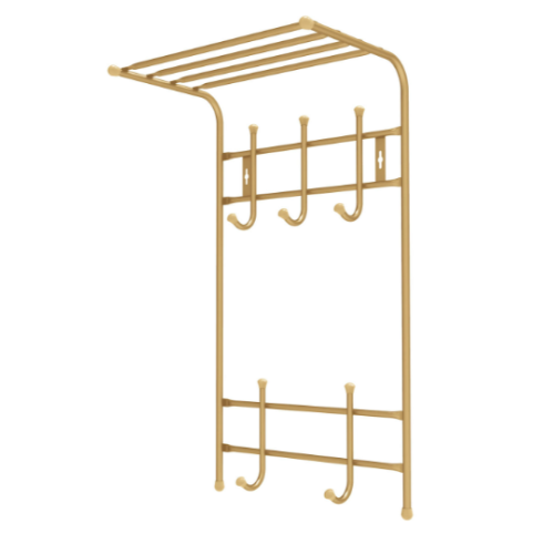 Вешалка настенная с полкой 2-х ярусная  ВПТ5/З золото
