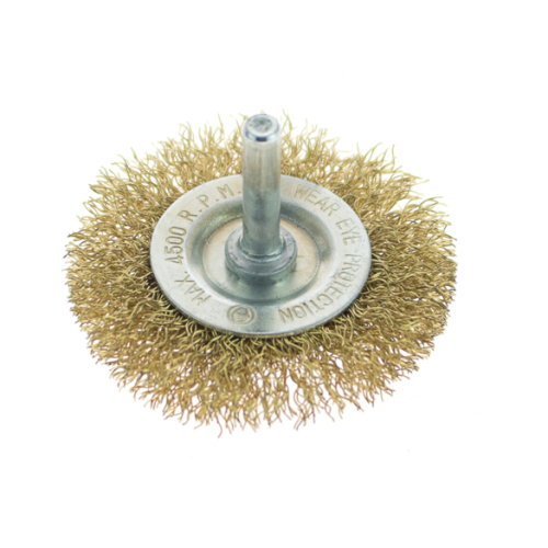 Корщетка-насадка для дрели,радиальная мягк.63мм, хвост 6мм, латун.волн.проволока, Sturm! 5240602