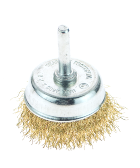 Sturm Корщетка-насадка для дрели чашеобразная мягк.50мм,хвост 6мм,латун.волн.проволок. 5240901