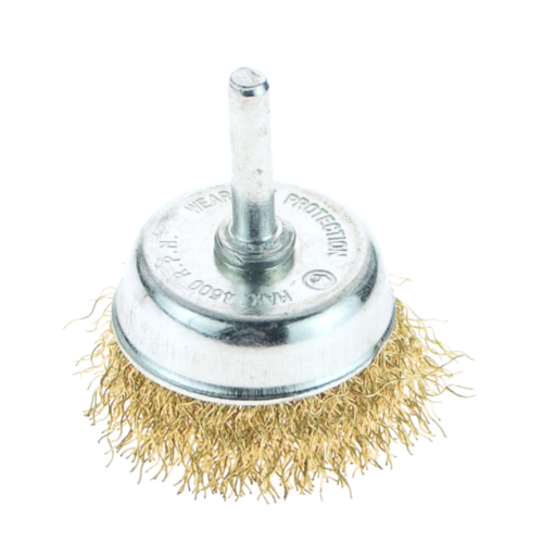 Корщетка-насадка для дрели чашеобразная мягк.50мм,хвост 6мм,латун.волн.проволок. Sturm! 5240901