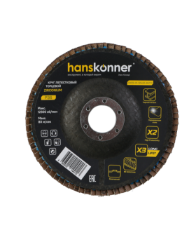 Hanskonner Круг зачистной лепестковый ЦИРКОНИЕВЫЙ, конический 125х22, зерно 36, H9010-01-125x22-36ZTC Hanskonner Круг зачистной лепестковый ЦИРКОНИЕВЫЙ, конический 125х22, зерно 36, H9010-01-125x22-36ZTC