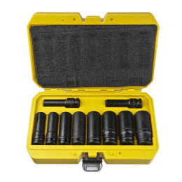 Hanskonner Набор ударных головок CrMo 10 шт 10-24 мм, посадка 1/2", длинные HK1045-18-1/2L