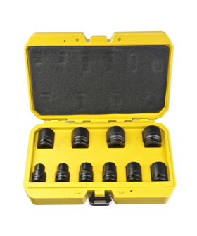 Hanskonner Набор ударных головок CrMo 10 шт 10-24 мм, посадка 1/2", короткие, HK1045-18-1/2S Hanskonner Набор ударных головок CrMo 10 шт 10-24 мм, посадка 1/2", короткие, HK1045-18-1/2S