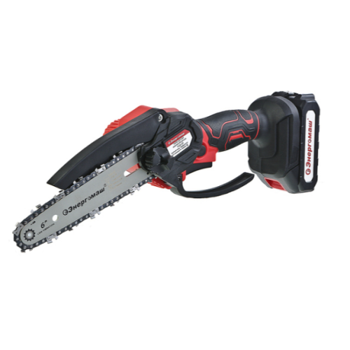 Пила цепная аккумуляторная Энергомаш, 18В, шина 15см, 1х2 Ач и ЗУ ПЦА-20