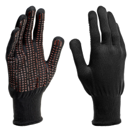 Сибртех Перчатки трикотажные, синтетическая нить, ПВХ-гель точка, цвет: черный, L, 13 класс 68197