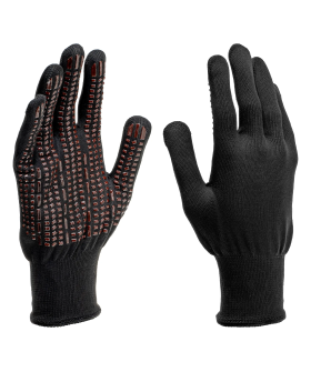 Сибртех Перчатки трикотажные, синтетическая нить, ПВХ-гель точка, цвет: черный, L, 13 класс 68197