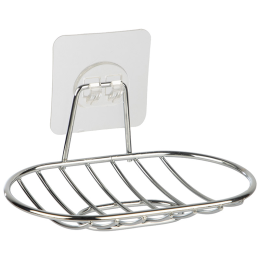 Mallony Мыльница подвесная овальная BASIC (крепление: самоклеящаяся основа), хром 110764-SK