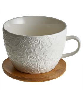 ALPENKOK Кружка для капучино 500 мл на бамбуковой подставке AK5-0035