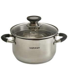WEBBER Кастрюля 2,7 л, 18 см, из нержавеющей стали со стеклянной крышкой с отверстиями для слива BE-372/2 серия STYLE