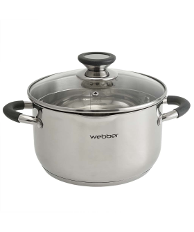 WEBBER Кастрюля 3,6 л, 20 см, из нержавеющей стали со стеклянной крышкой с отверстиями для слива BE-373/2 серия STYLE