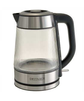 DELTA Чайник электрический 2200 Вт, 1,7 л LUX DE-1024 черный