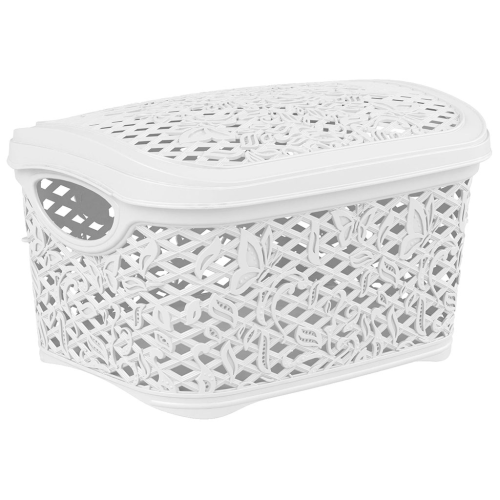Корзинка для хранения Keeplex Fiori с крышкой 3,3 л, 24,2×18×14 см KL401211048 белое облако