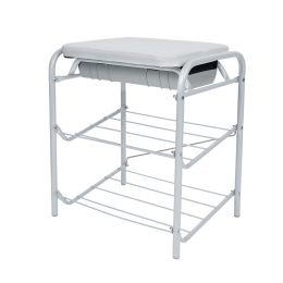 НИКА Банкетка с мягким сиденьем и двумя полками для обуви БП1-1/МС светло-серый/матовый серый