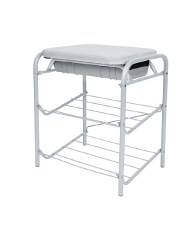 НИКА Банкетка с мягким сиденьем и двумя полками для обуви БП1-1/МС светло-серый/матовый серый НИКА Банкетка с мягким сиденьем и двумя полками для обуви БП1-1/МС светло-серый/матовый серый