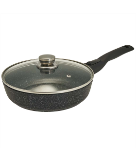 ГАРДАРИКА Сковорода 22 см с антипригарным покрытием, крышкой и съемной ручкой 1222-04-01-10 линейка Мрамор серия "Орион"