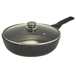 ГАРДАРИКА Сковорода 24 см с антипригарным покрытием, крышкой и съемной ручкой 1224-04-01-10 линейка Мрамор серия "Орион"