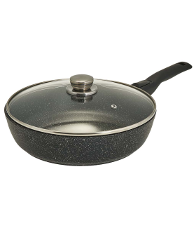 ГАРДАРИКА Сковорода 24 см с антипригарным покрытием, крышкой и съемной ручкой 1224-04-01-10 линейка Мрамор серия "Орион"