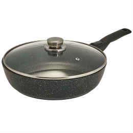ГАРДАРИКА Сковорода 26 см с антипригарным покрытием, крышкой и съемной ручкой 1226-04-01-10 линейка Мрамор серия "Орион"